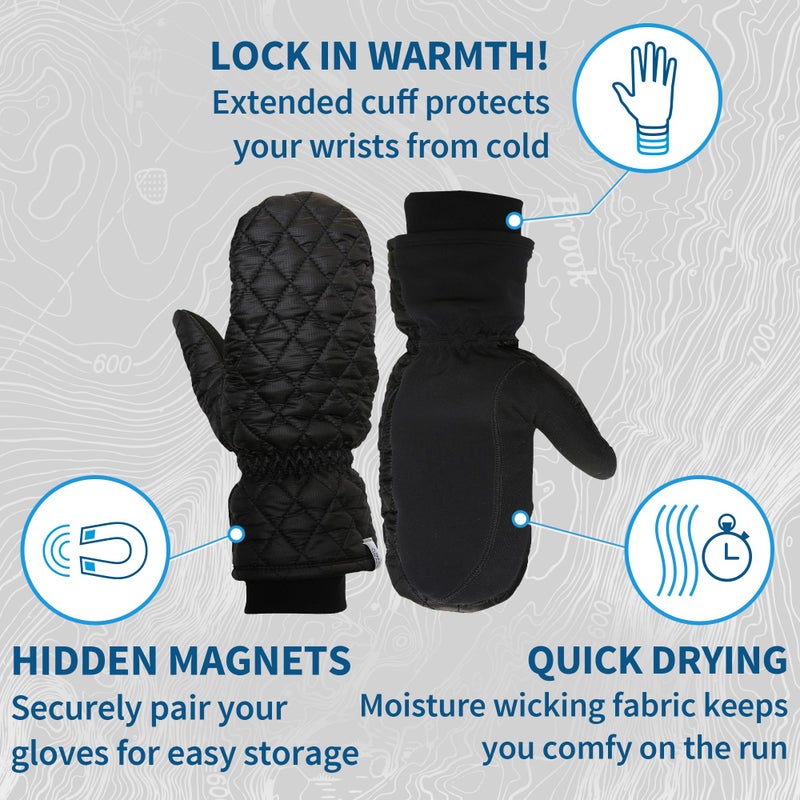 TrailHeads Touchscreen Quilted Running Mittens for Women | Insulated Hand Protection - Medium - Image 2